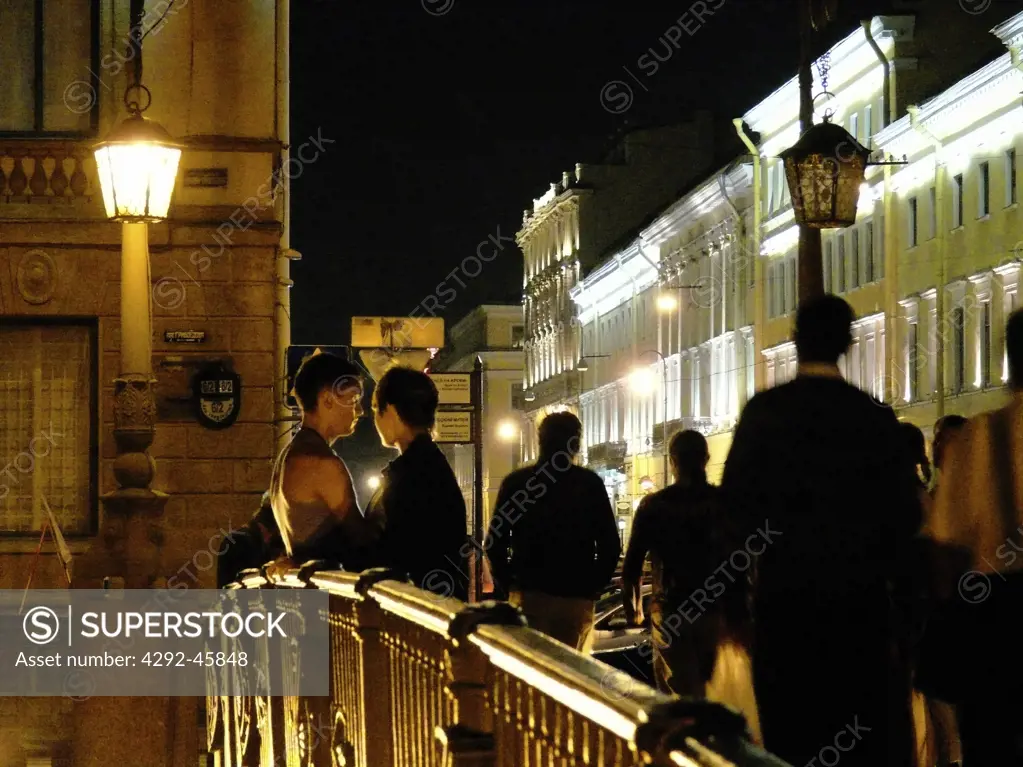 Street Scene at Night, St. Petersburg, Russia