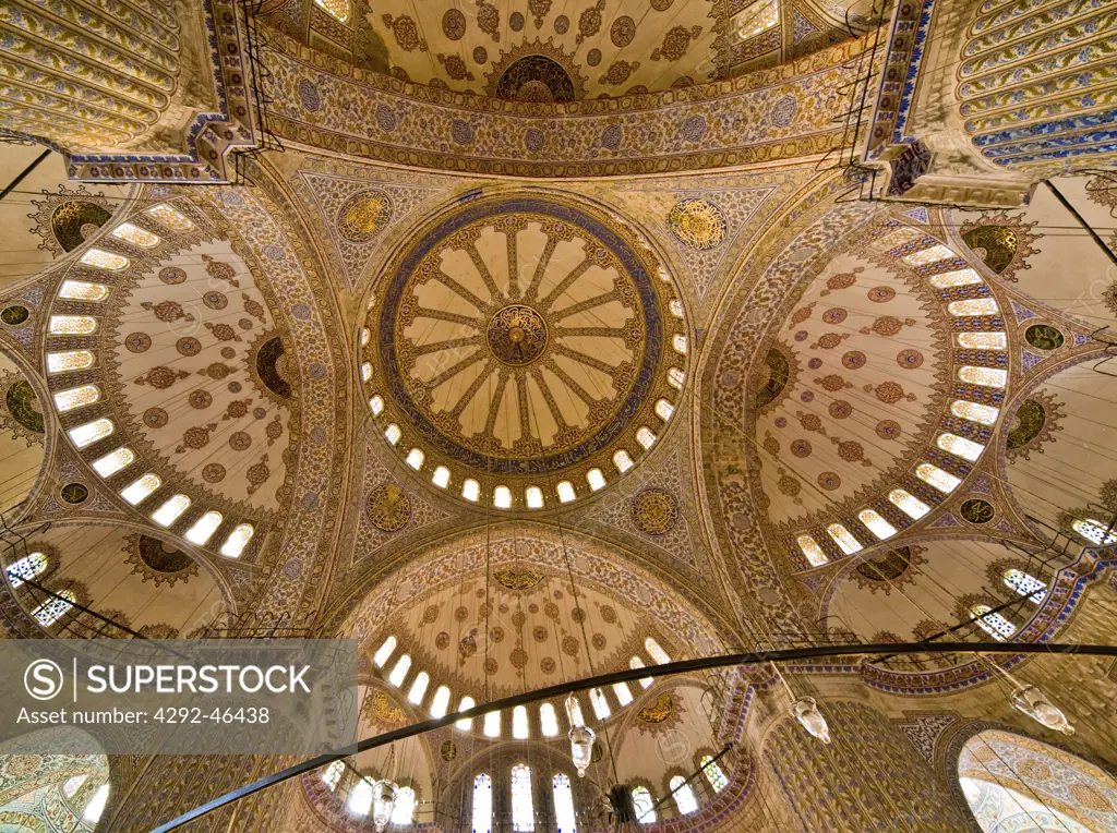 Turkey, Istanbul, the interior of the Blue Mosque