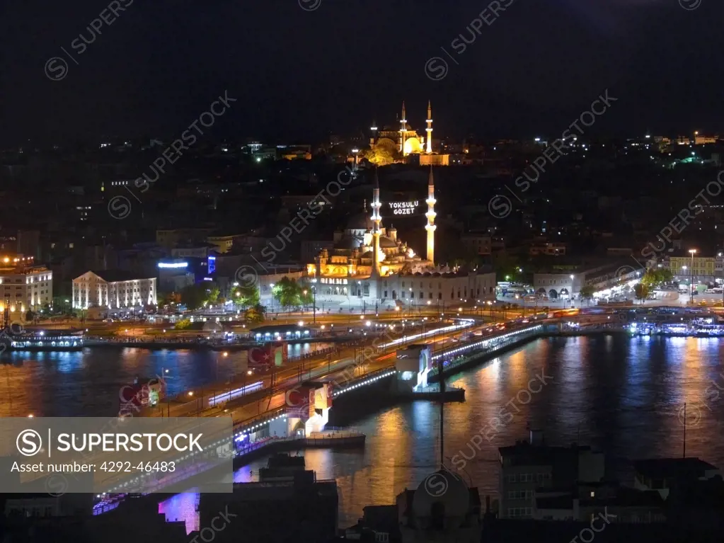 Turkey, Istanbul, view of the city at night