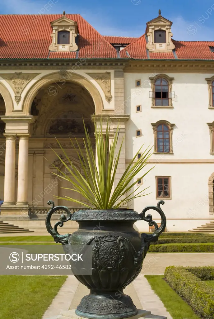 Czech Republic,Prague, Wallestein gardens. Close up of a bronze vase