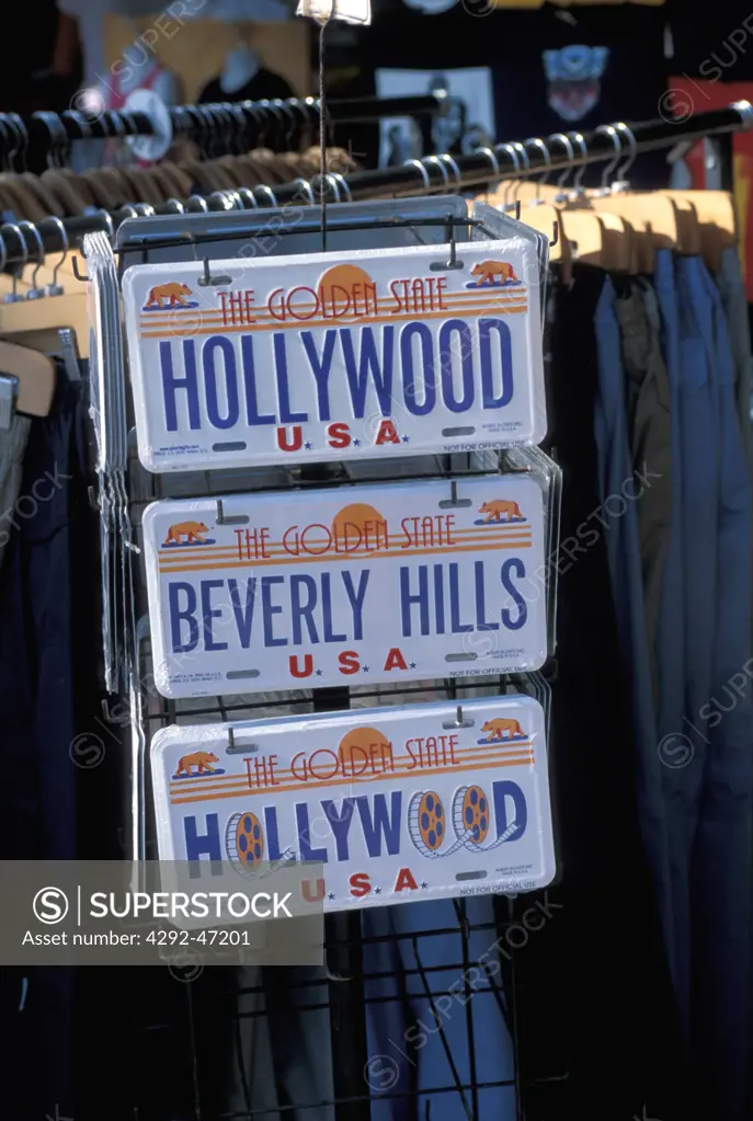USA, Los Angeles tourist license plates Venice beach