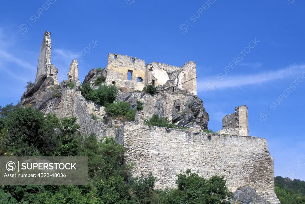 Europe, Austria, Durnstein castle on the Danube River