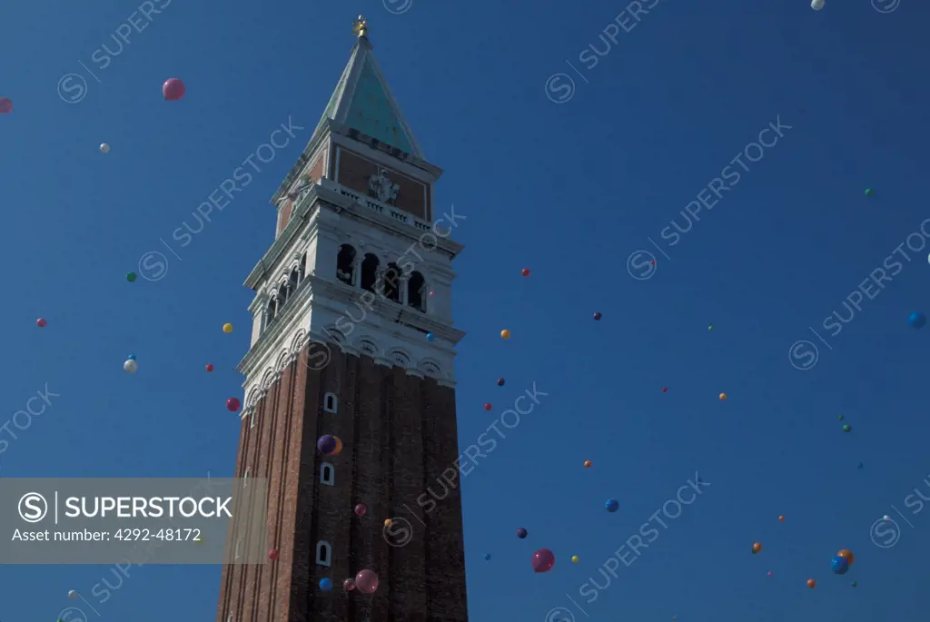 Italy, Veneto, Venice. San Marco belltower