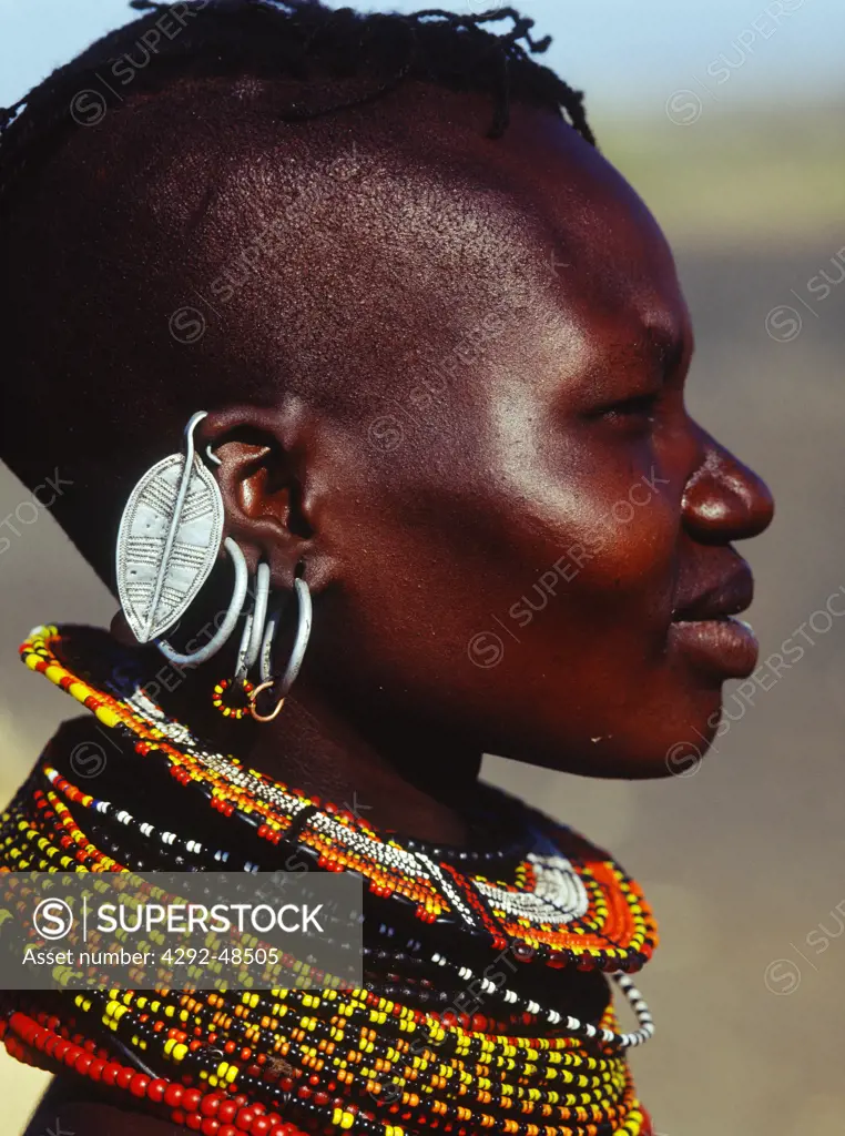 Africa, Kenya, Portrait of turkana girl