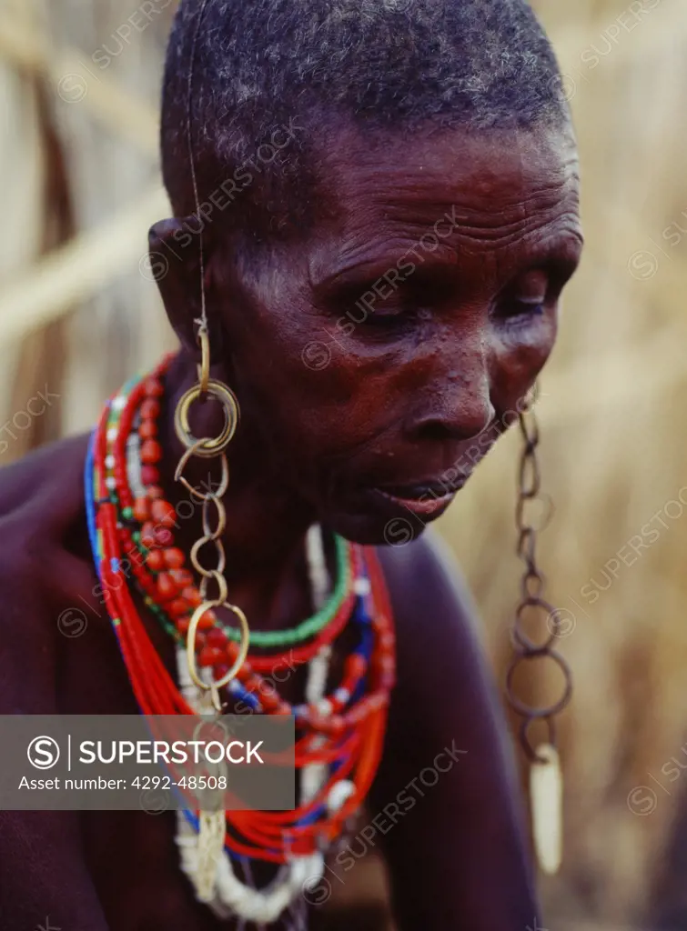 Africa, Kenya, Turkana, El Molo, Portrait of an old woman