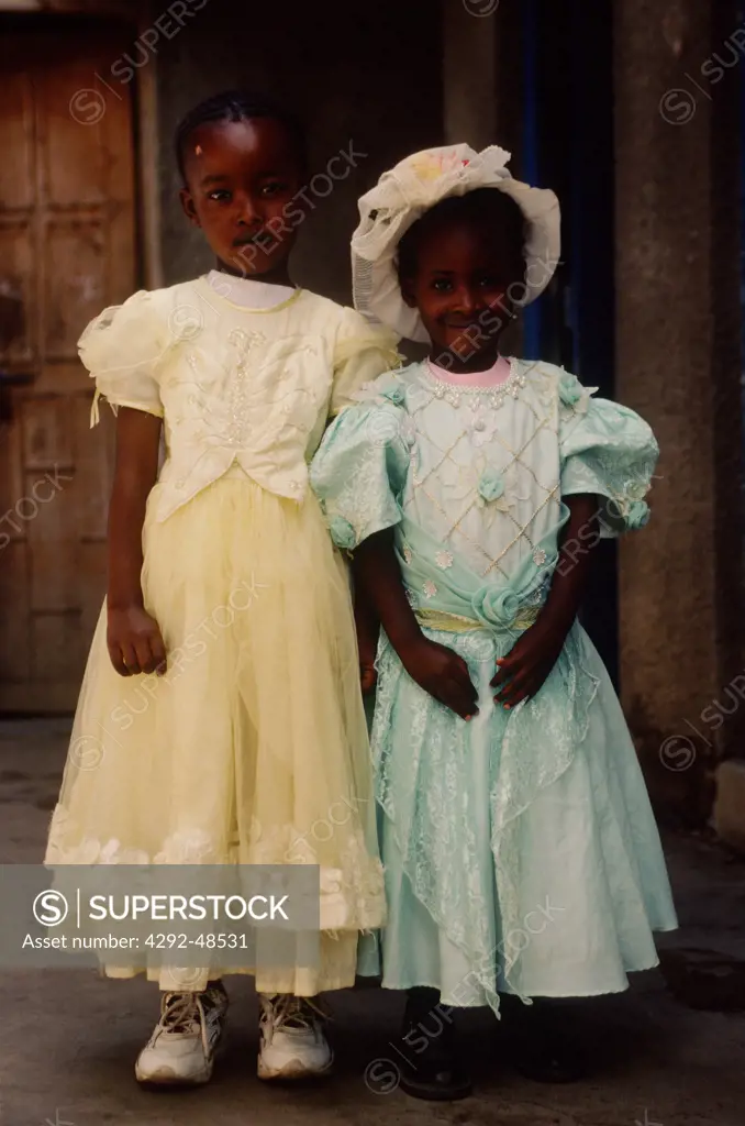 Africa, Kenya, Portrait of two children