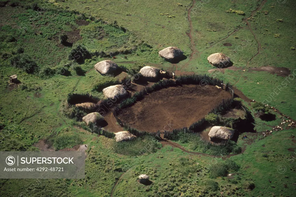 Africa, Tanzania. Villages from the air