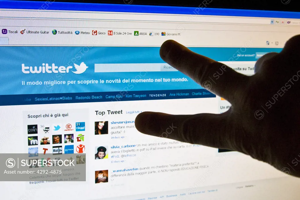 Home page of Twitter social network