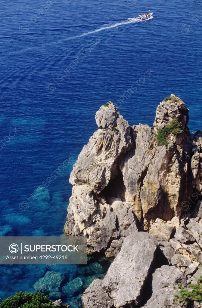 Greece, Ionian islands, Corfu the coastline, Paleokastritsa bay