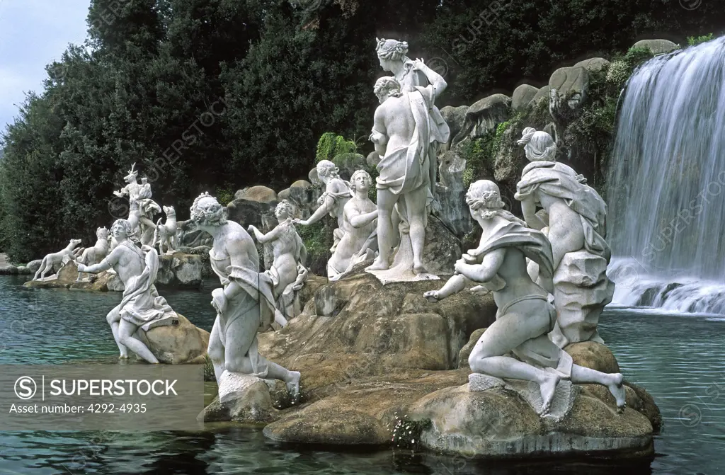 Italy, Campania, the Palace of Caserta, Royal Garden, Diana and Atteone Fountain