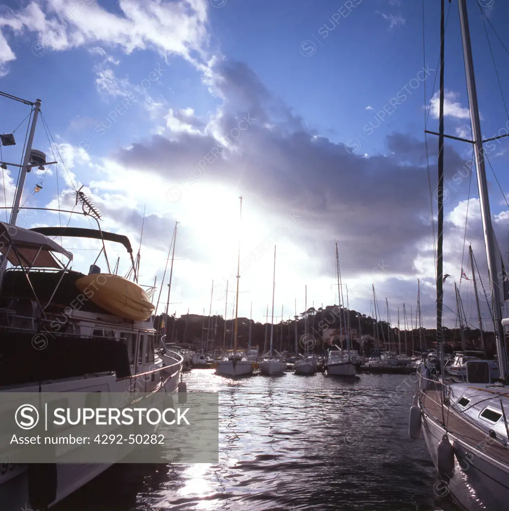 France, French Riviera, Porquerolles Island,harbour