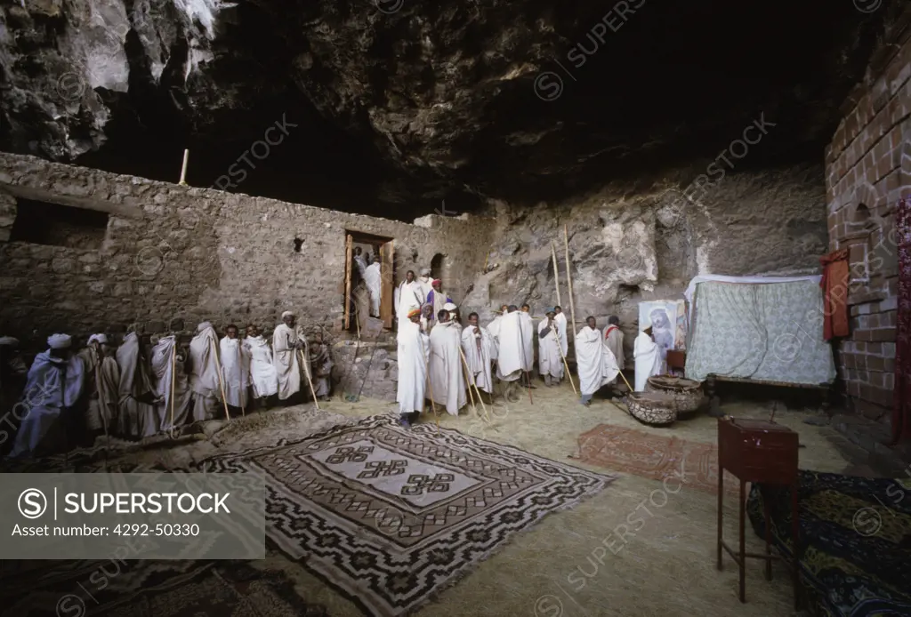 Ethiopia, near Lalibela, church of Na'akuto La'ab, Lent ceremony