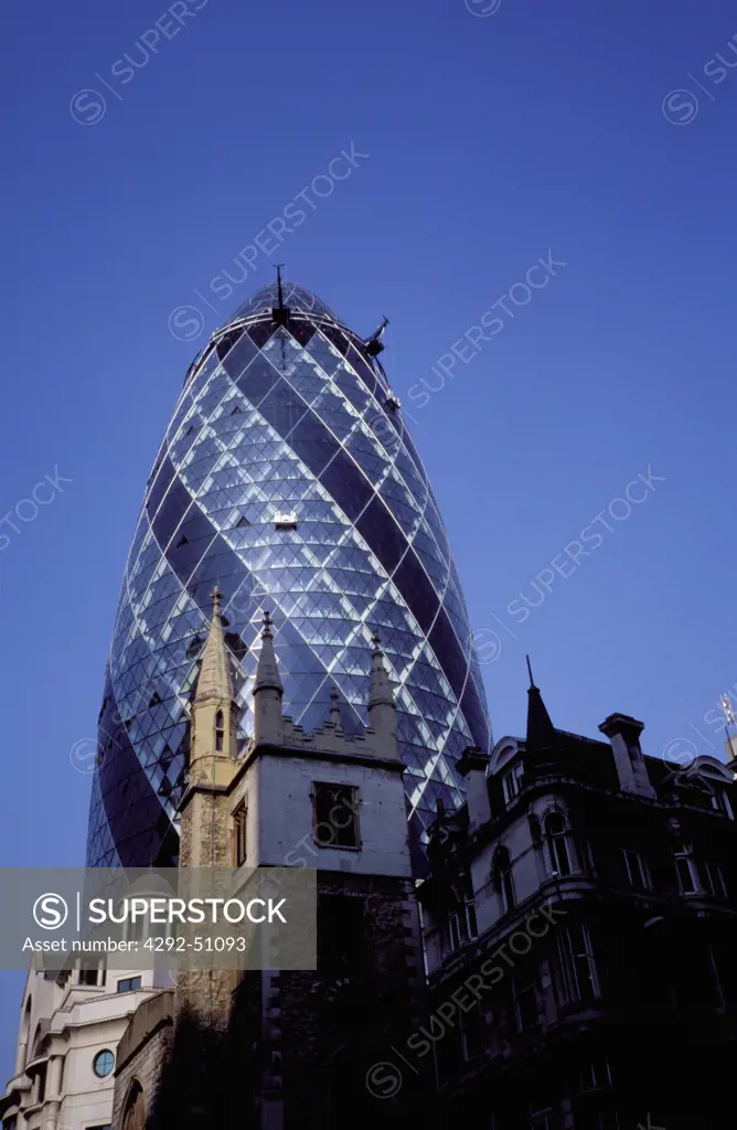 UK ,England, London, The swiss re building 'Gherkin', Sir Norman Foster building