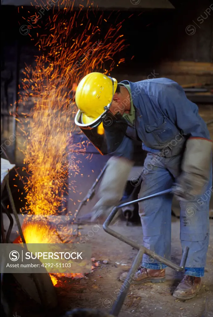 Worker in steel plant