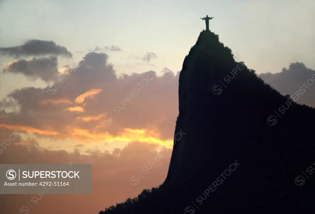 Cristo Redentor at sunset, Rio de Janeiro city, Brazil