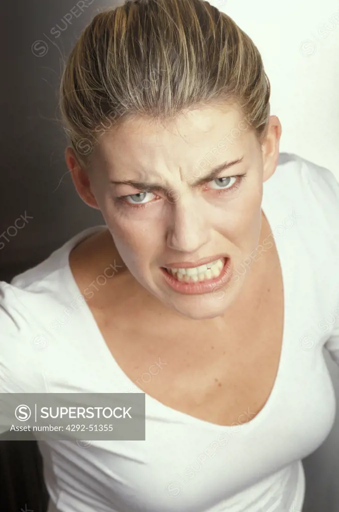 Woman with angry face