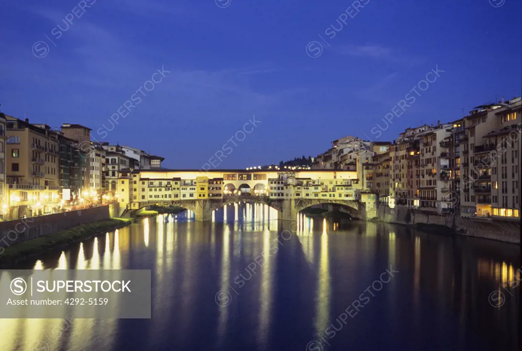 Italy, Florence, Ponte Vecchio at Dusk