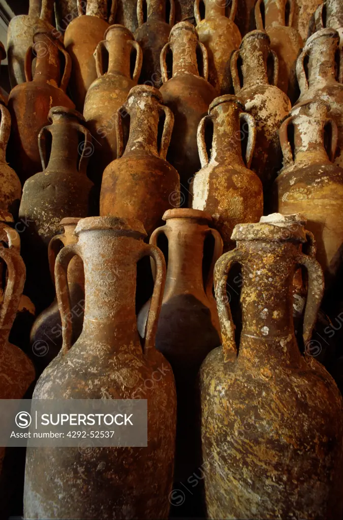 Italy, Lipari Islands, Archeological Museum, hall of Archeologial Marine, amphoras