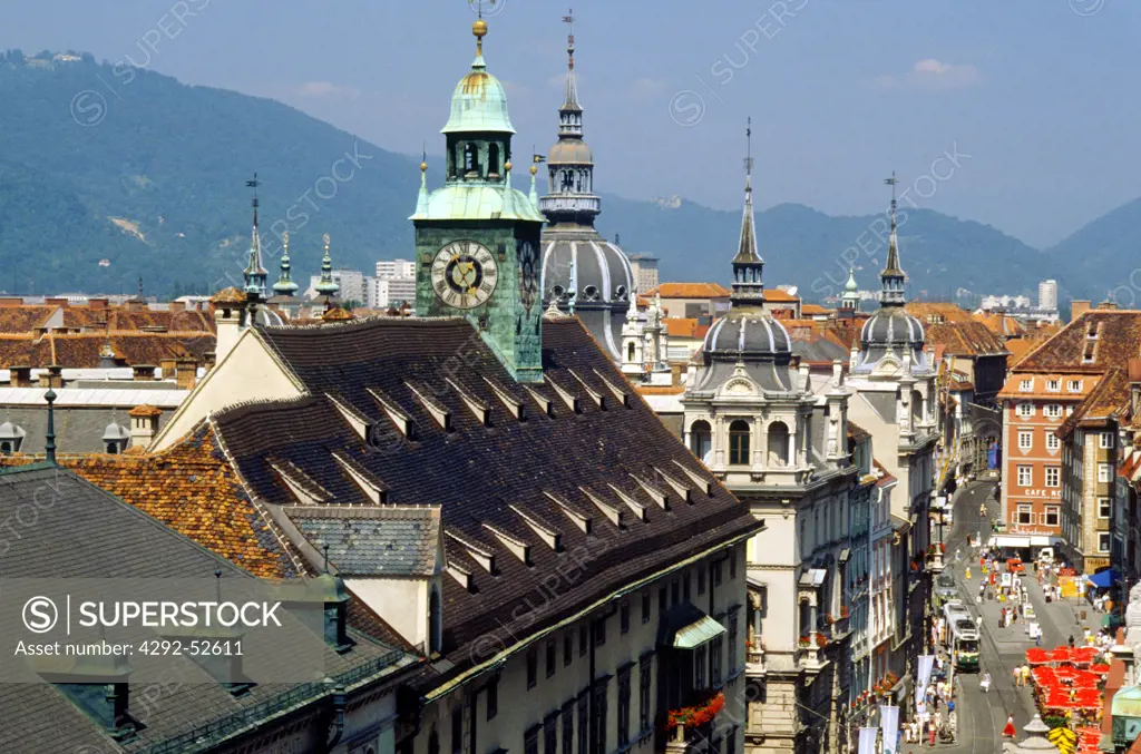 Austria, Graz, towers of the city hall