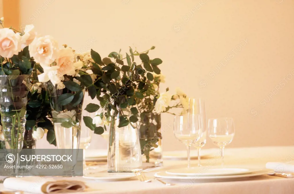 Detail of a table setted for dinner