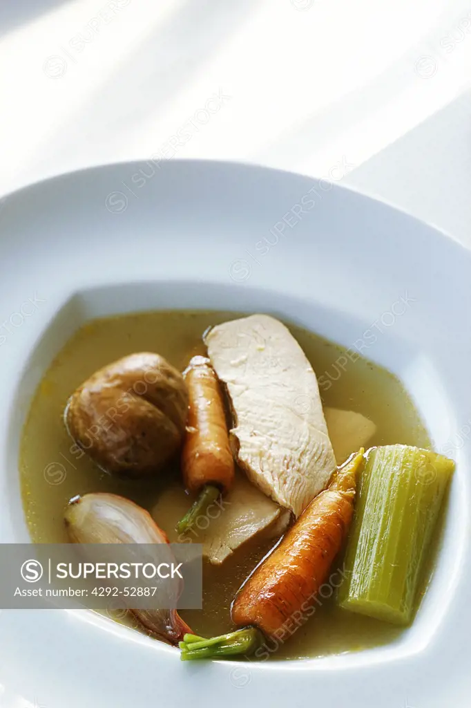 Boiled meat and vegetables
