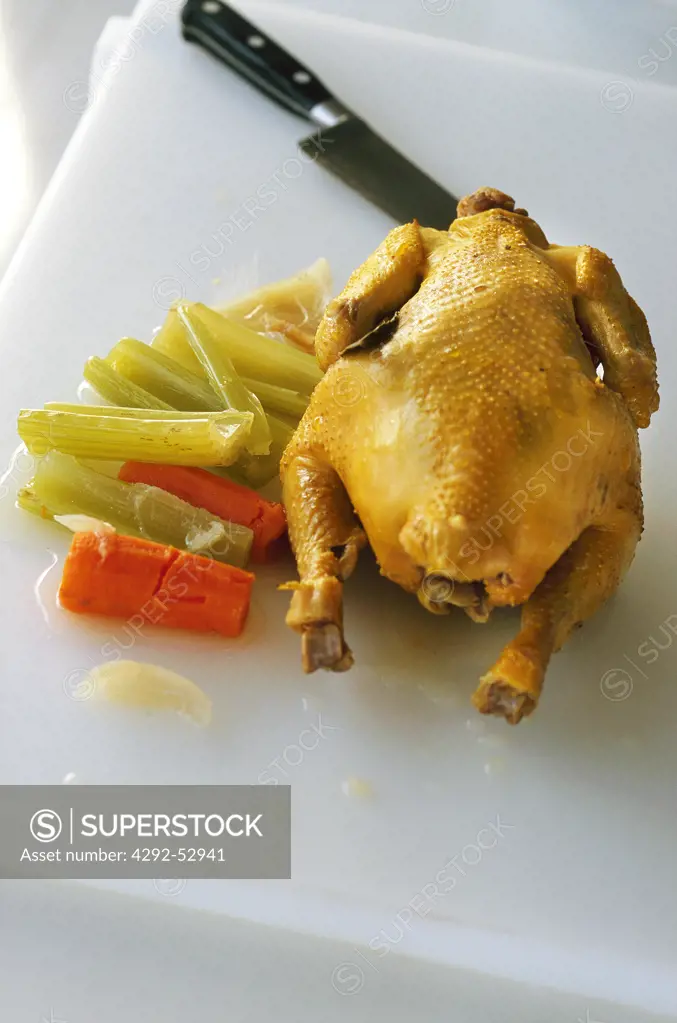 Boiled chicken with vegetables