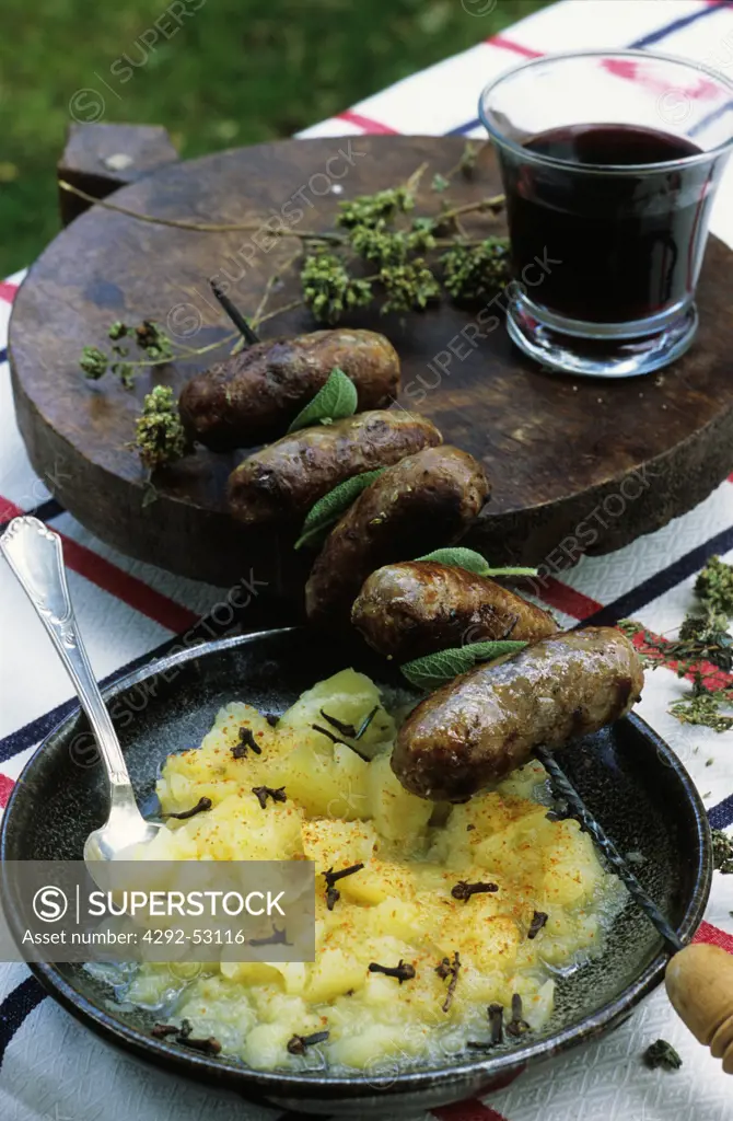 Pork sausages with apple compote, Tuscany, Italy