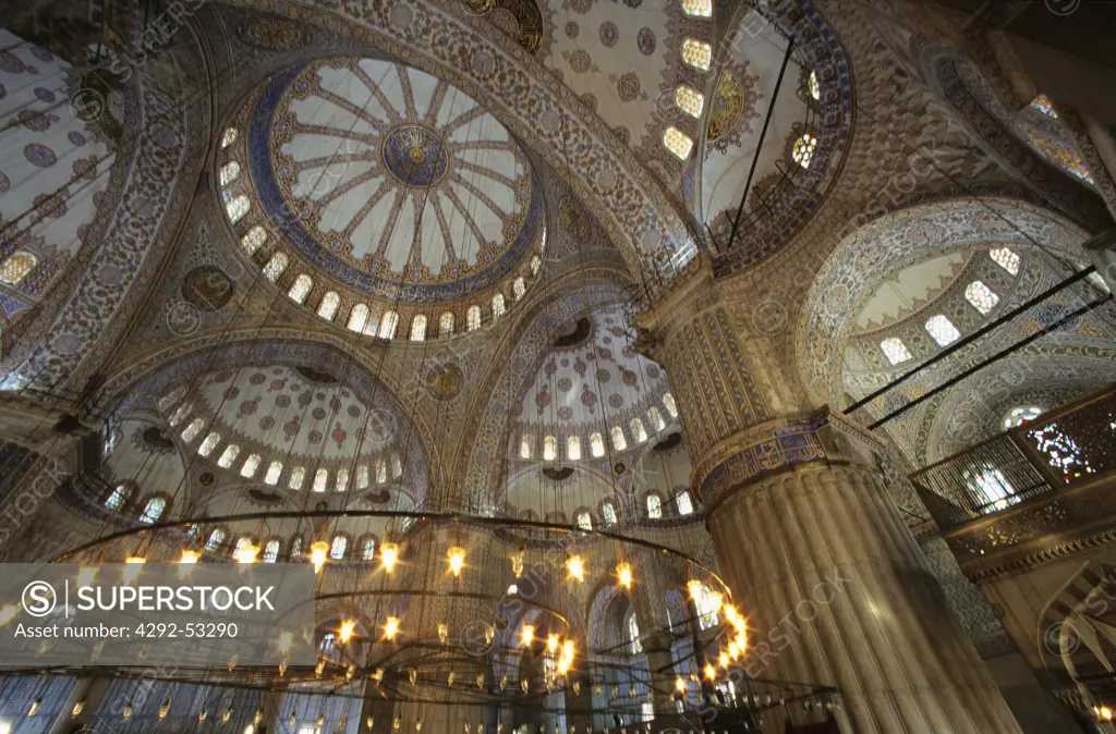 Turkey, Istanbul, ceiling of Sultan Ahmet mosque