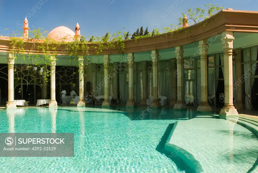 Africa, Morocco, Marrakech, hotel swimming pool