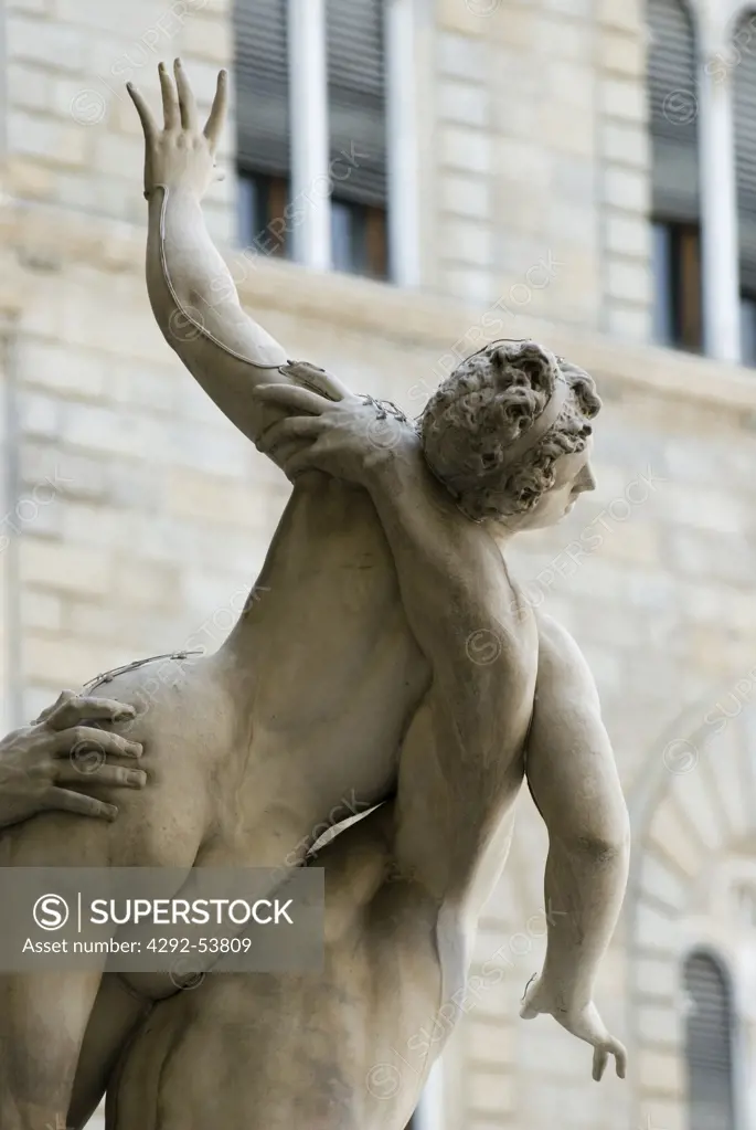 Italy, Tuscany, Florence, Piazza della Signoria, 'Rape of the Sabine Women' statue by Giambologna