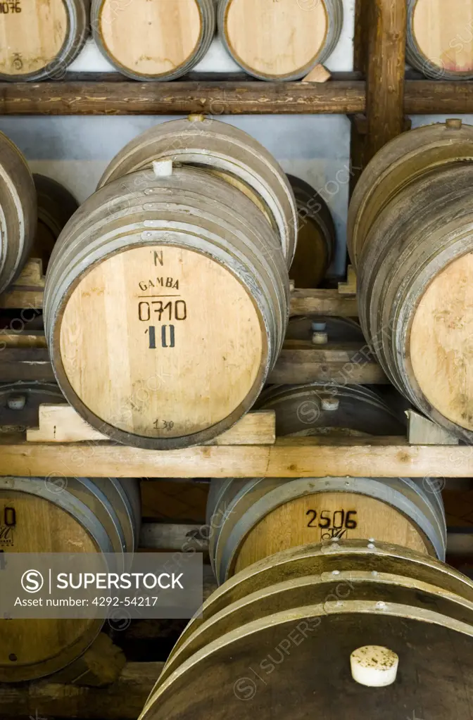 Italy, Sicily, Viagrande, barrels in cellar at Benanti Wine Estate