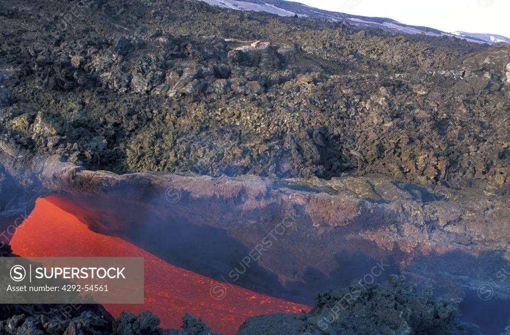Italy, Sicily. Etna Regional Park, eruption from south east crater