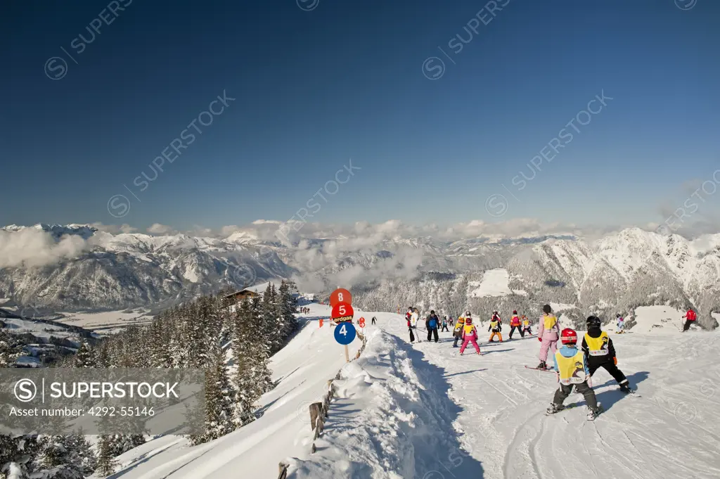 Austria, Tyrol, ski plant on Wiedersbergerhorn Mount
