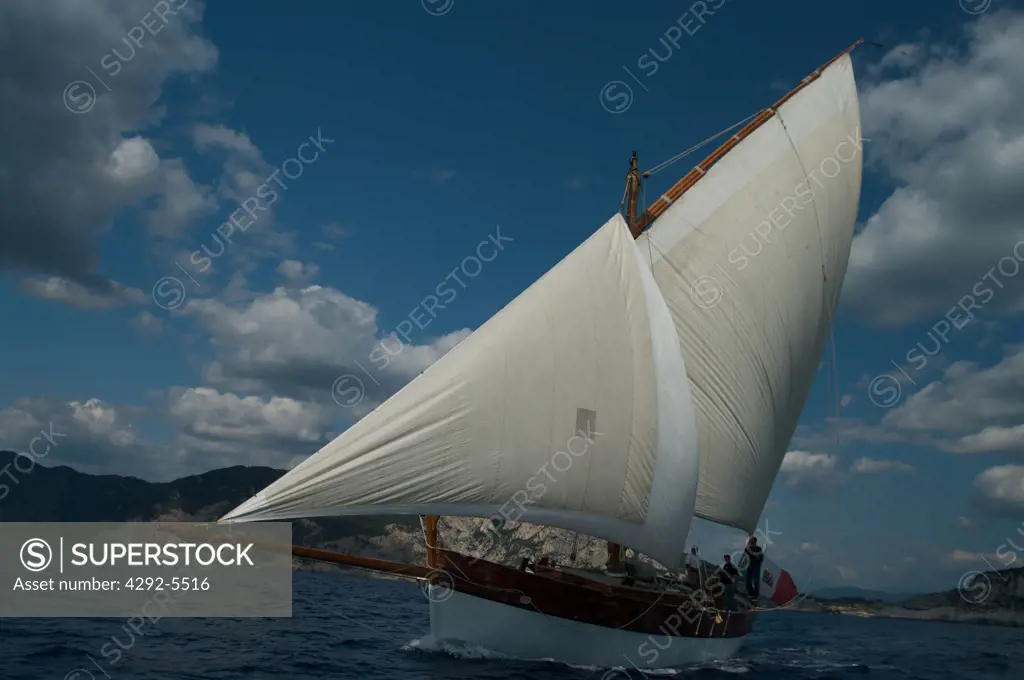 Italy, Liguria, Cinque Terre, typical Leudo, sailing boat