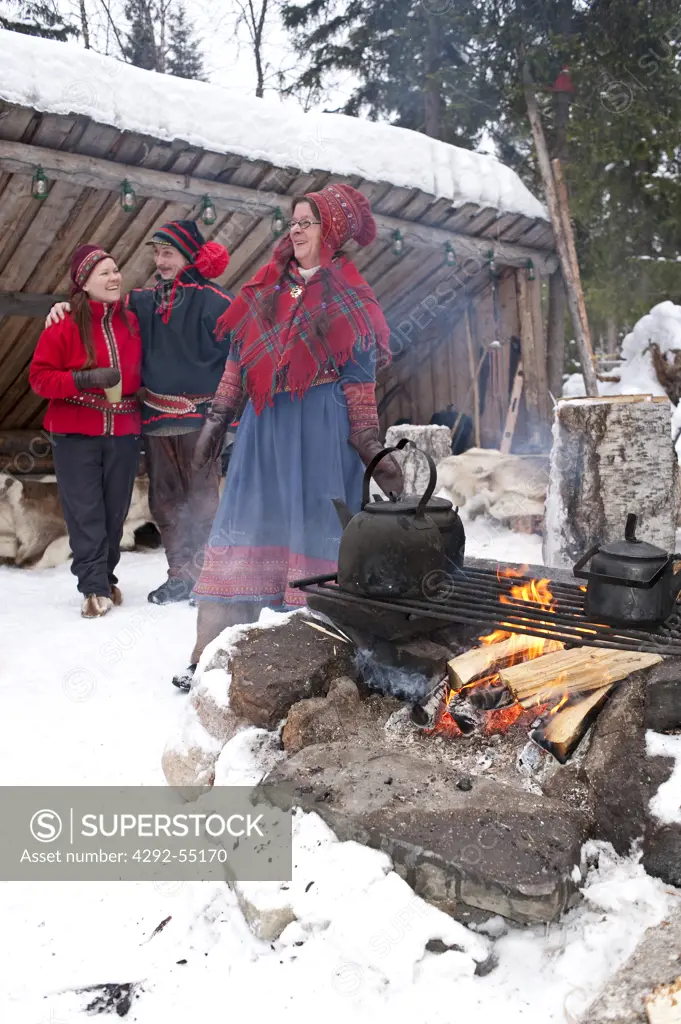 Finland, Lapland, Venejarvi village, local people in reindeer farm
