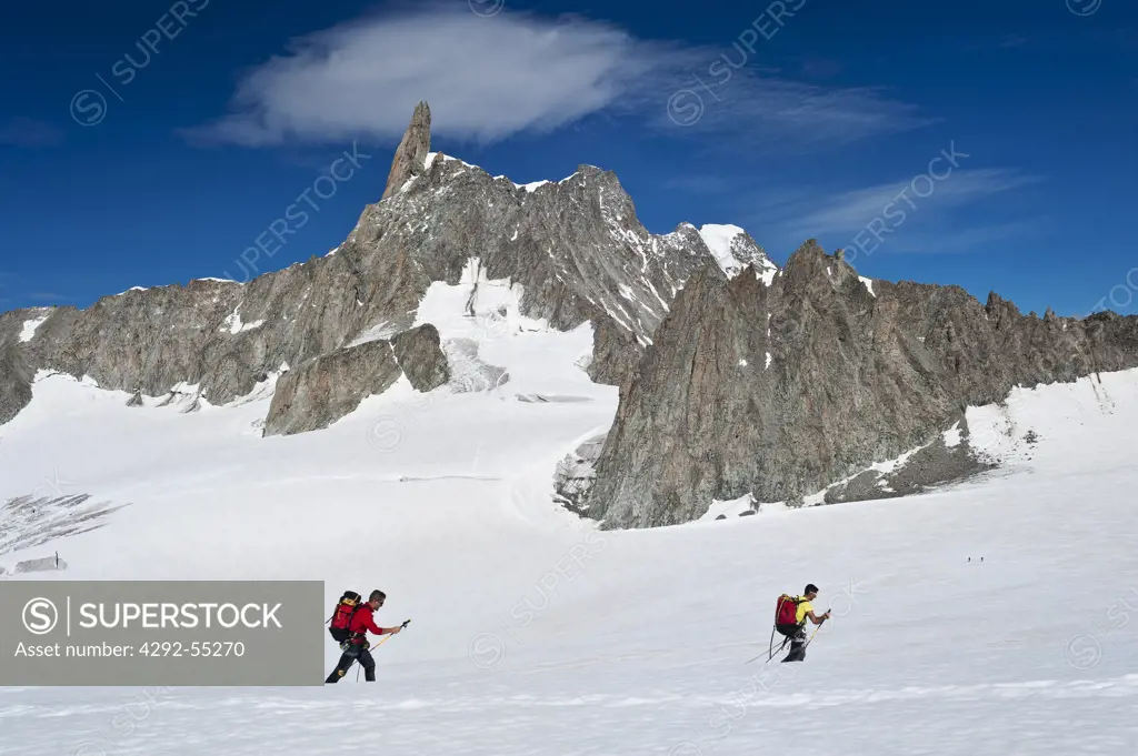 Italy-France border, Gigante Glacier, Dente del Gigante on background