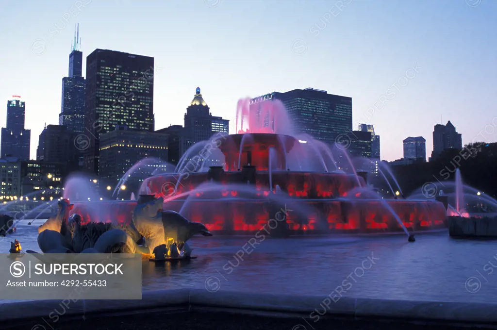 Usa, Illinois, Chicago. Buckingham Fountain