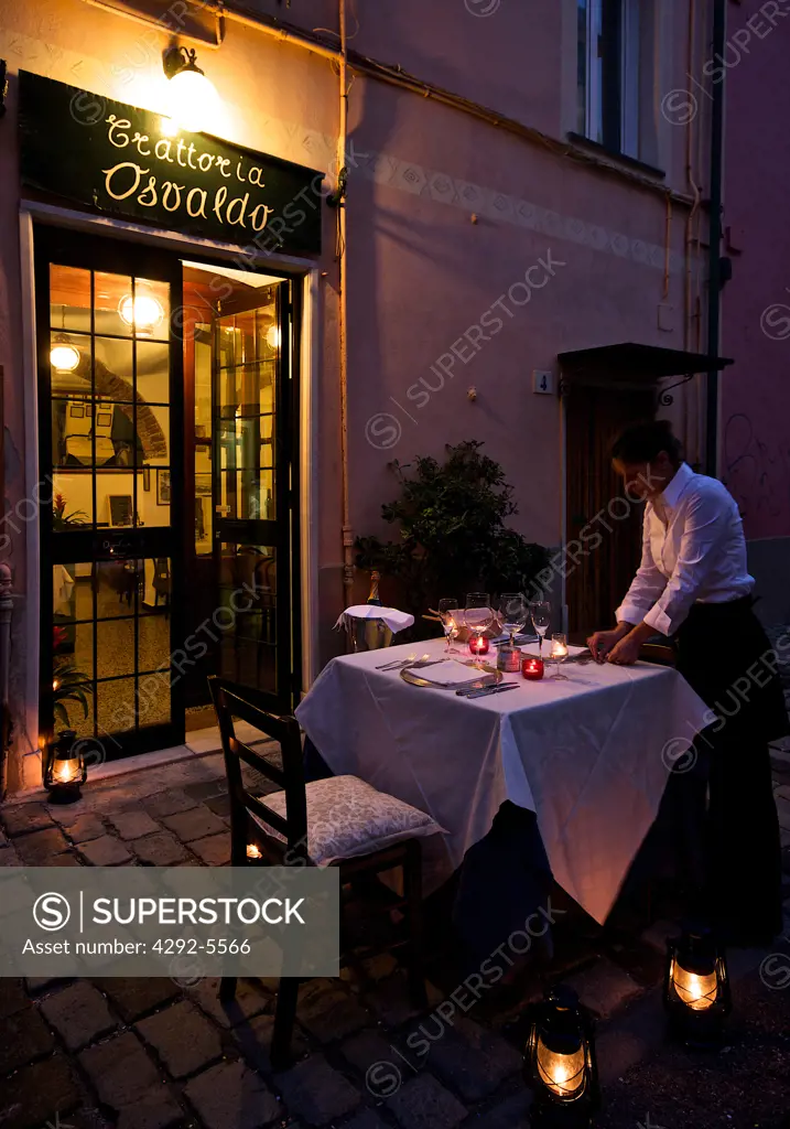 Italy, Liguria, Genoa Boccadasse, Trattoria Osvaldo restaurant