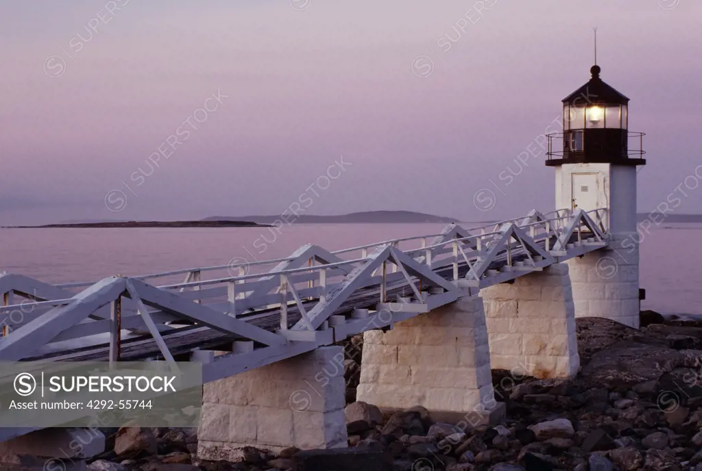Lighthouse at dawn, Marshall PointPort Clyde, Maine