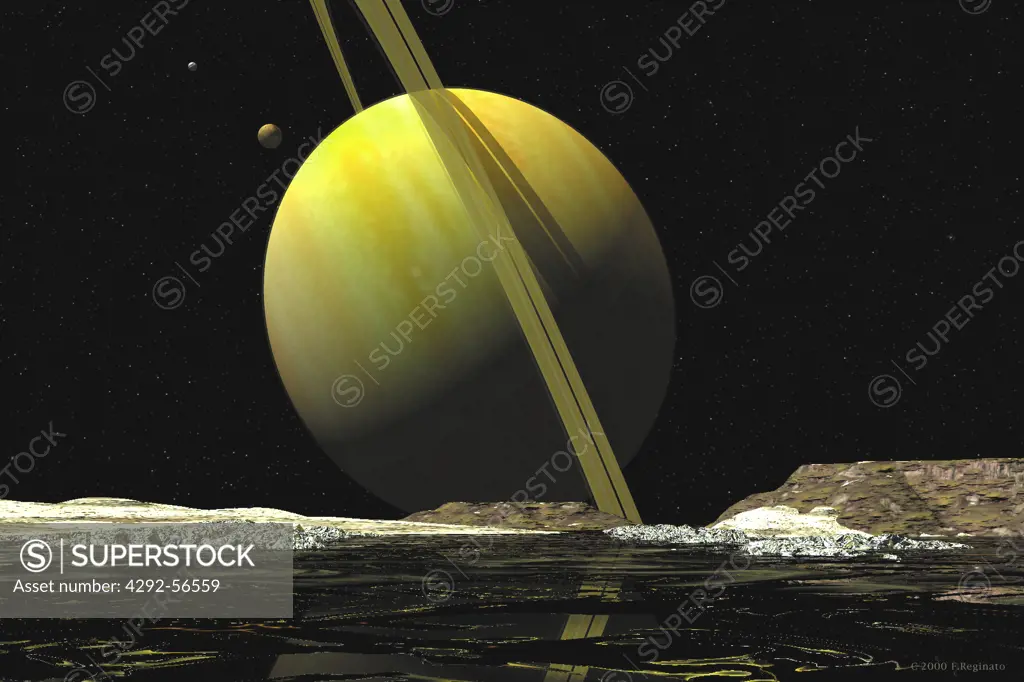 Saturn seen from Rhea