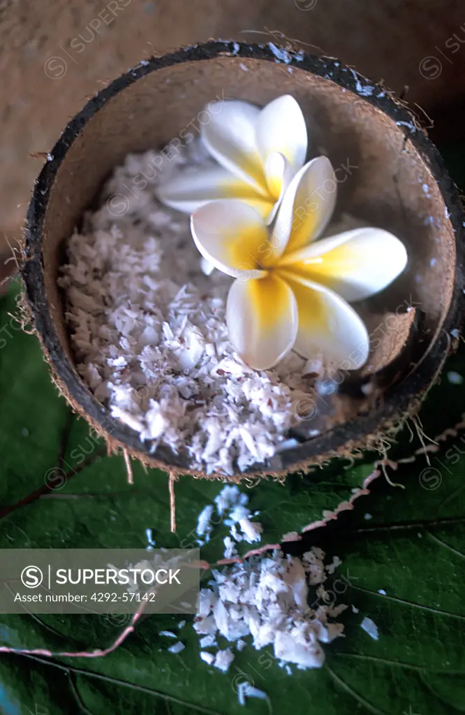 Mauritius, Hotel De Oberoi, spa, ingredients for coconut massage