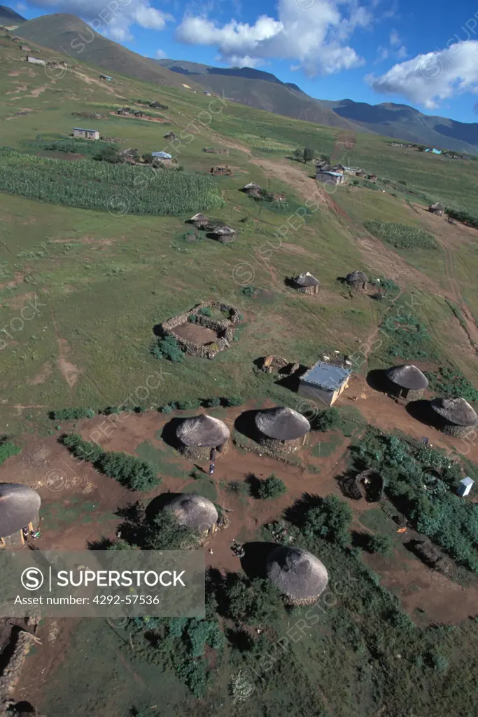 Africa, Kingdom of Lesotho, the Roof of Africa route, village