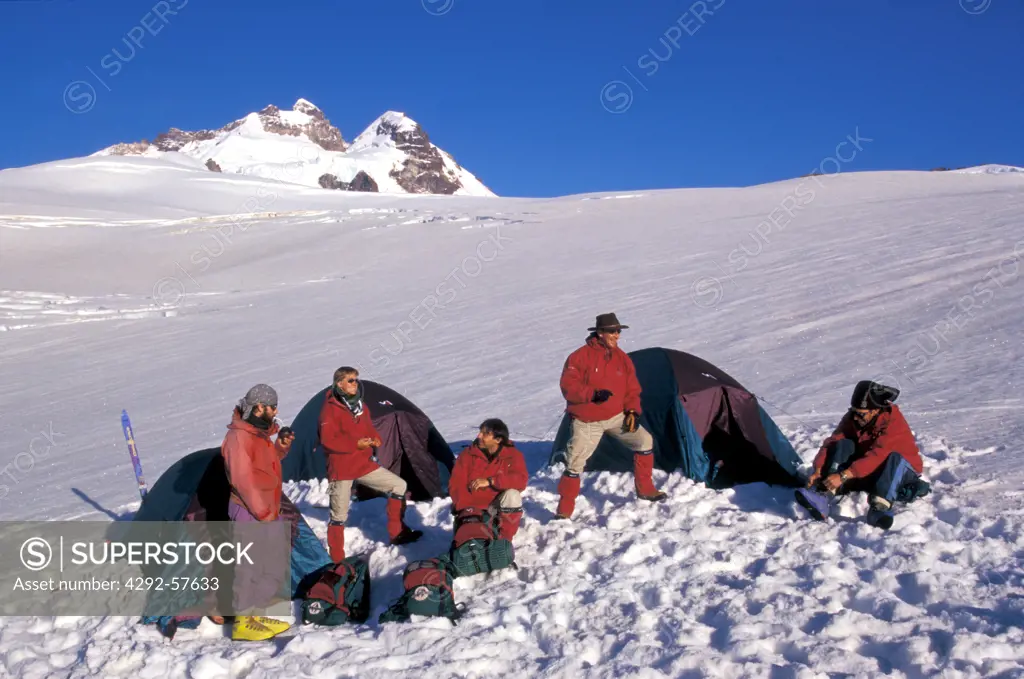 Argentina, Patagonia, Rio Negro, San carlos de Bariloche, Base camp under Mt Tronador