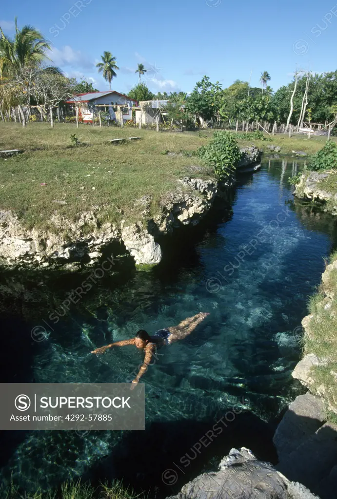 Polynesia, Archipelago of Tonga, Niuatoputapu Island, stream of drinking water