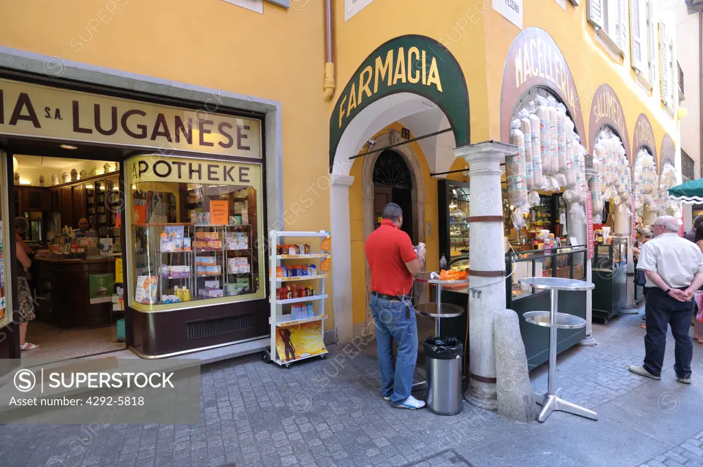 Switzerland, Canton Ticino, Lugano lake, Lugano town, Gabbani delicatessen food shop