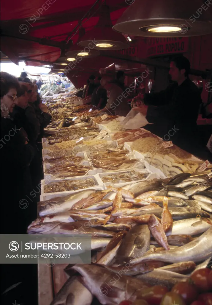 Italy, Sicily, Siracusa. Fish market