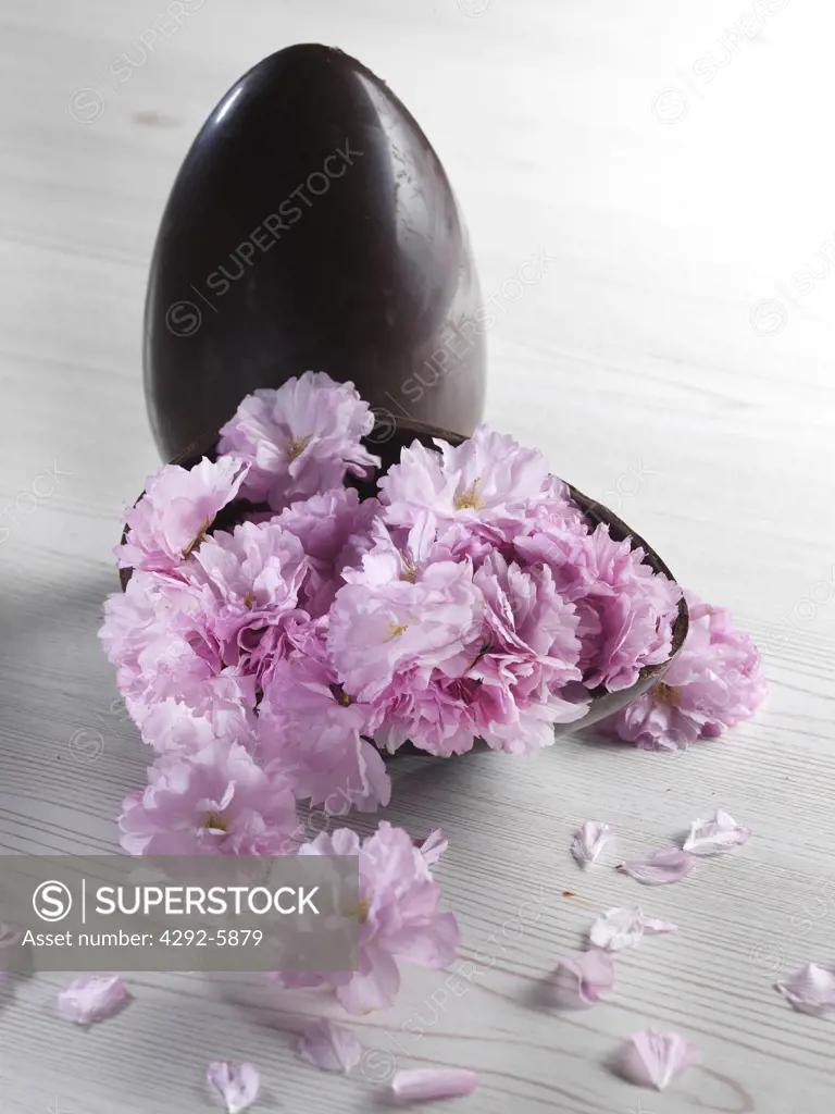 Easter chocolate egg with peony as surprise