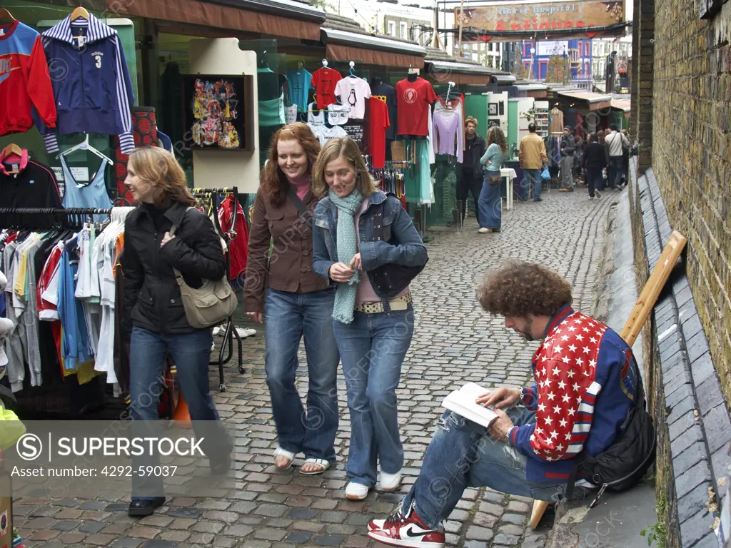 Teenage girls at Camden Lock Market, Camden Town, London, England