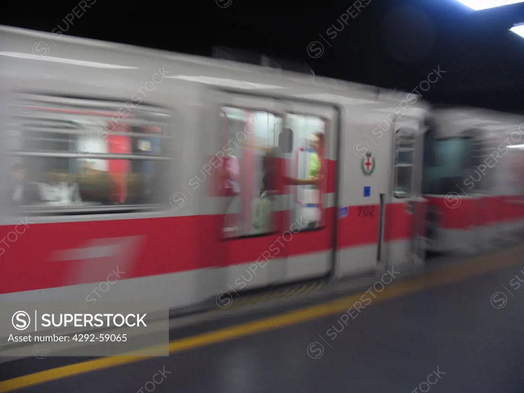 Italy, Lombardy, Milan, Metro train
