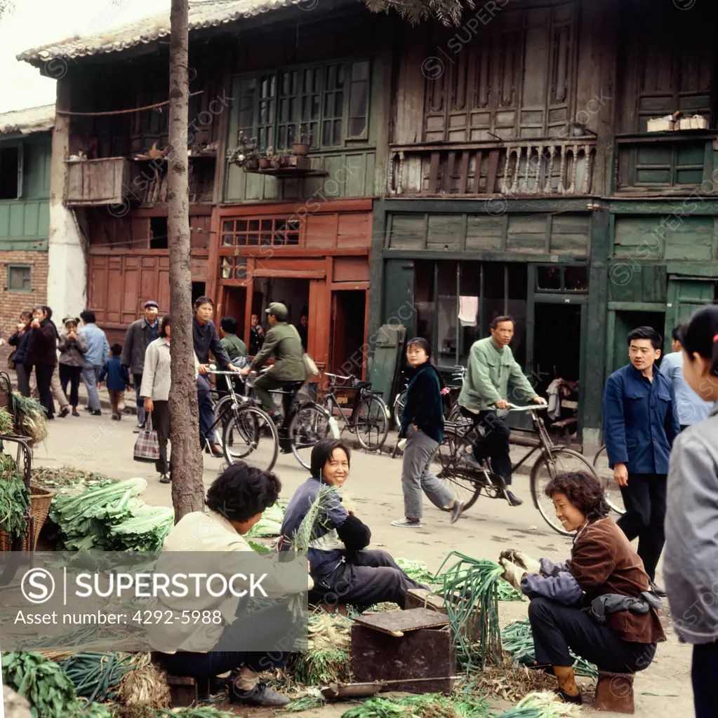 Green Shophouses in Kunming, Yunnan, China(Photographed in 1974)